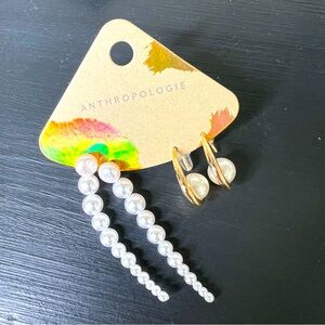 Anthropologie Set of Pearl earrings (2) NWT